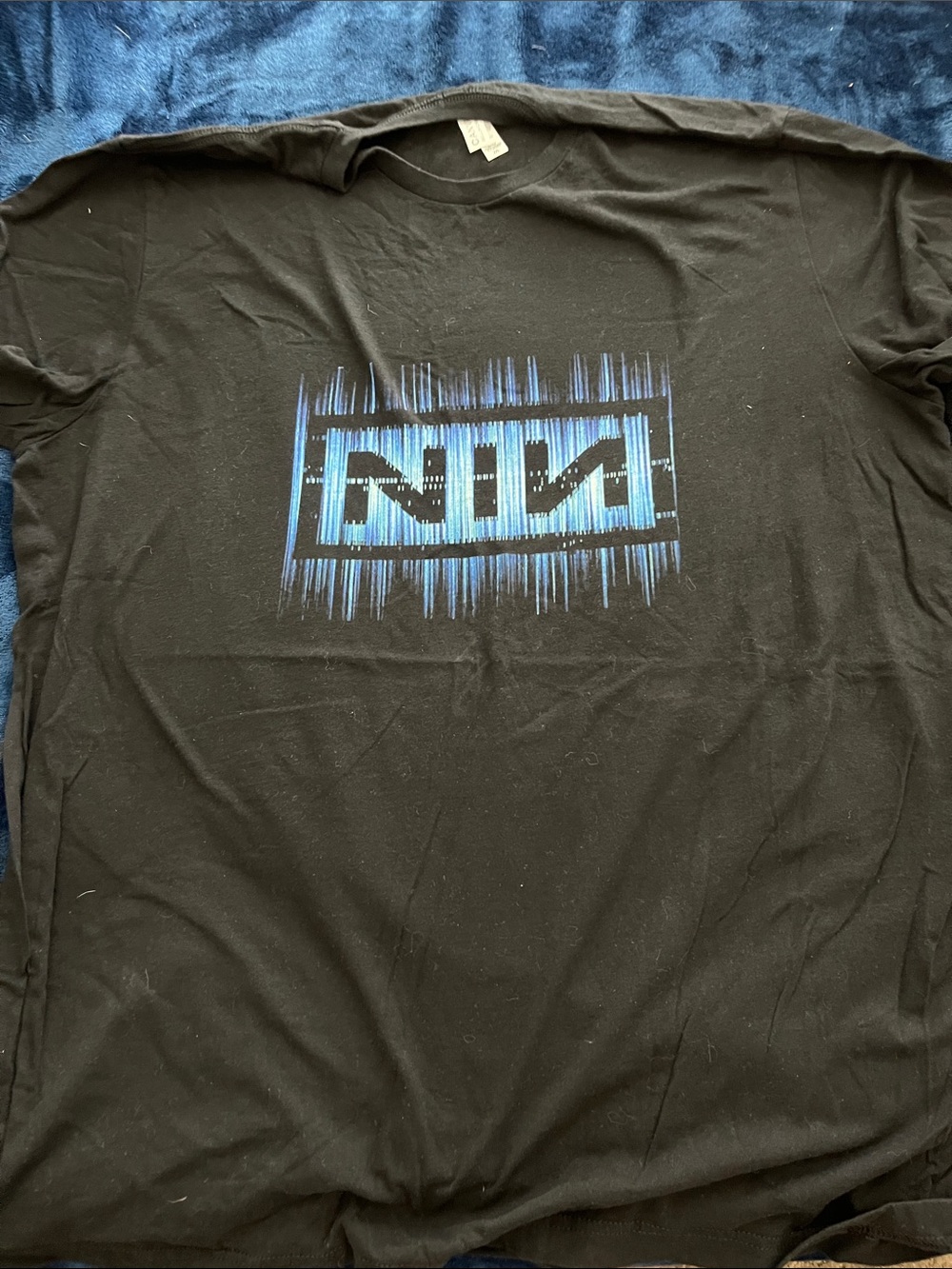 Black NINE INCH NAILS Graphic Logo T-Shirt - Blue Accent